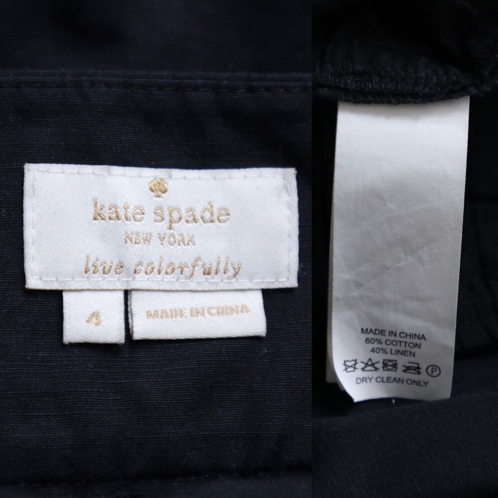 Kate Spade Size 4 Scenic Route Crop Linen Cotton Wide Leg Culotte Pant Black - Picture 4 of 9